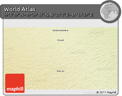 Physical 3D Map of the Area around 19° 22' 18" N, 46° 49' 30" E