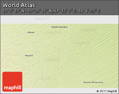 Physical 3D Map of the Area around 19° 22' 18" N, 47° 40' 29" E