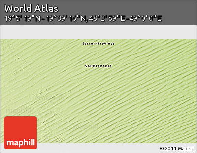 Physical 3D Map of the Area around 19° 22' 18" N, 48° 31' 29" E