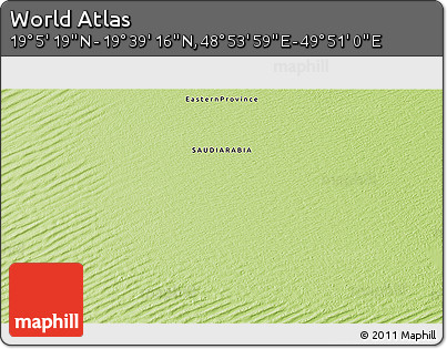 Physical 3D Map of the Area around 19° 22' 18" N, 49° 22' 30" E