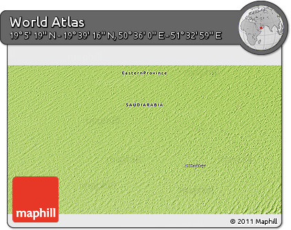 Physical 3D Map of the Area around 19° 22' 18" N, 51° 4' 30" E