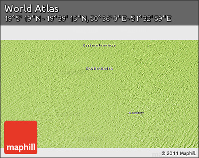 Physical 3D Map of the Area around 19° 22' 18" N, 51° 4' 30" E
