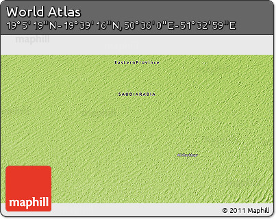 Physical 3D Map of the Area around 19° 22' 18" N, 51° 4' 30" E
