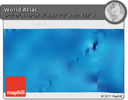 Shaded Relief 3D Map of the Area around 19° 22' 18" N, 52° 37' 30" W