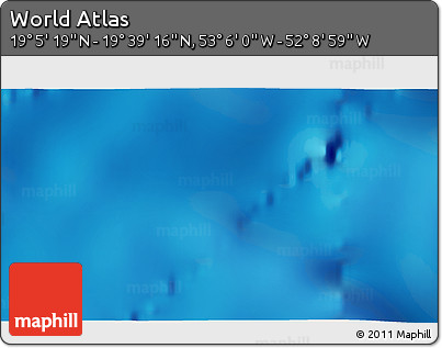 Shaded Relief 3D Map of the Area around 19° 22' 18" N, 52° 37' 30" W