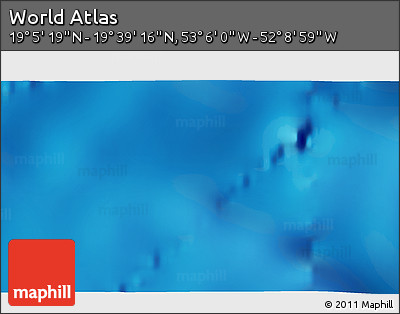 Shaded Relief 3D Map of the Area around 19° 22' 18" N, 52° 37' 30" W