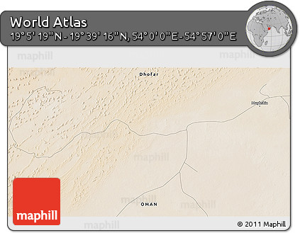 Satellite 3D Map of the Area around 19° 22' 18" N, 54° 28' 30" E