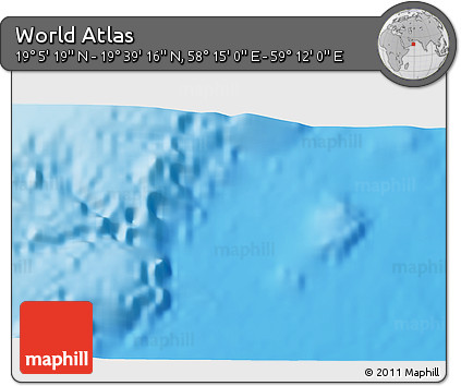 Physical 3D Map of the Area around 19° 22' 18" N, 58° 43' 30" E