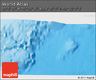 Physical 3D Map of the Area around 19° 22' 18" N, 58° 43' 30" E