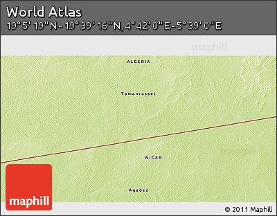 Physical 3D Map of the Area around 19° 22' 18" N, 5° 10' 30" E