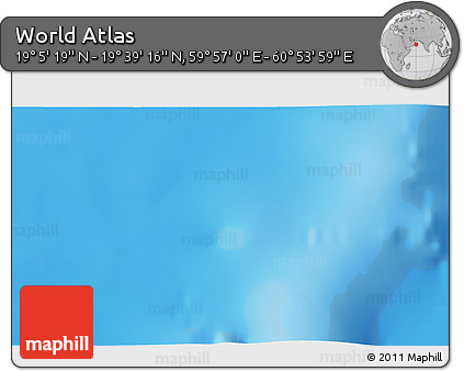 Physical 3D Map of the Area around 19° 22' 18" N, 60° 25' 29" E