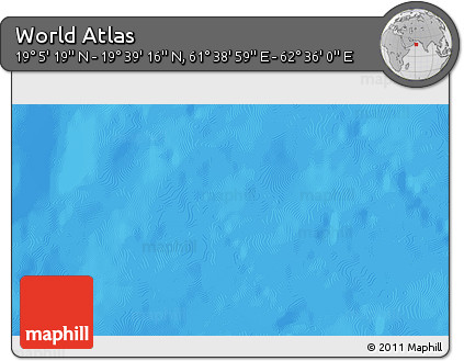 Physical 3D Map of the Area around 19° 22' 18" N, 62° 7' 30" E
