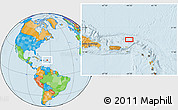 Political Location Map of the area around 19° 22' 18" N, 64° 31' 30" W