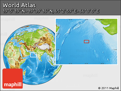 Physical Location Map of the Area around 19° 22' 18" N, 65° 31' 30" E