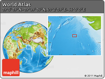 Physical Location Map of the Area around 19° 22' 18" N, 65° 31' 30" E