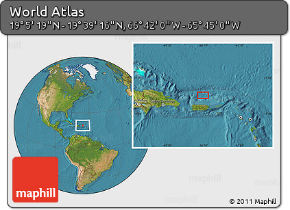 Satellite Location Map of the Area around 19° 22' 18" N, 66° 13' 29" W