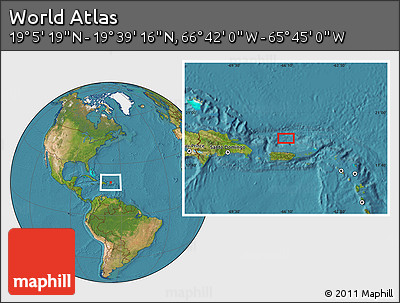 Satellite Location Map of the Area around 19° 22' 18" N, 66° 13' 29" W