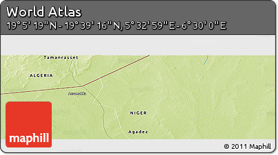 Physical Panoramic Map of the Area around 19° 22' 18" N, 6° 1' 30" E