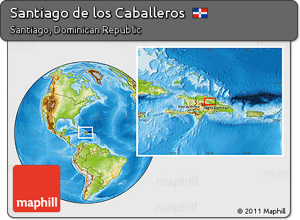 Physical Location Map of Santiago De Los Caballeros