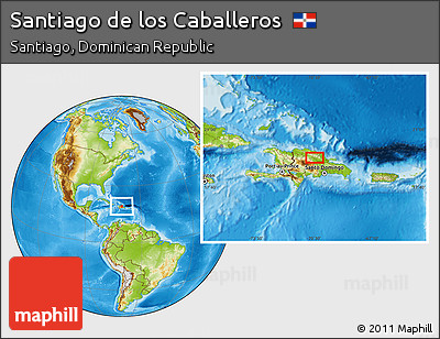 Physical Location Map of Santiago De Los Caballeros