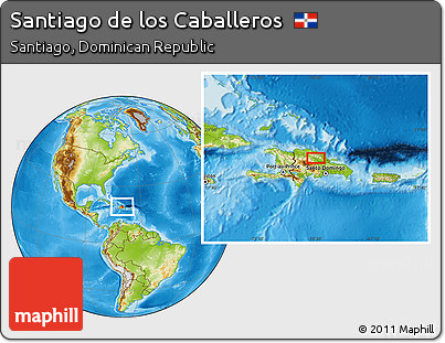 Physical Location Map of Santiago De Los Caballeros