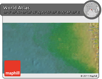 Satellite 3D Map of the Area around 19° 22' 18" N, 72° 19' 29" E