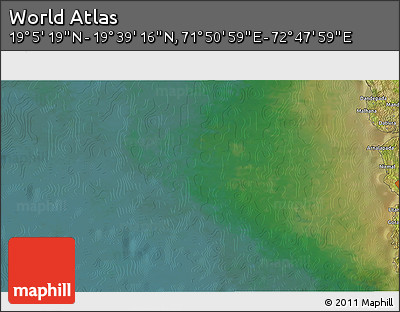 Satellite 3D Map of the Area around 19° 22' 18" N, 72° 19' 29" E
