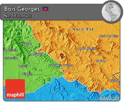 Political 3D Map of Bois Georges