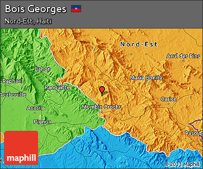 Political 3D Map of Bois Georges