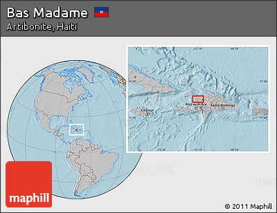 Gray Location Map of Bas Madame, hill shading