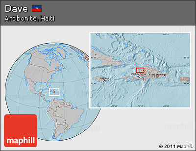 Gray Location Map of Dave, hill shading