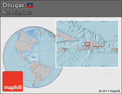 Gray Location Map of Dougas, hill shading