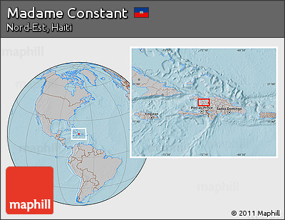 Gray Location Map of Madame Constant, hill shading