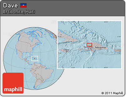 Gray Location Map of Dave, hill shading