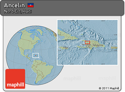 Savanna Style Location Map of Ancelin, hill shading