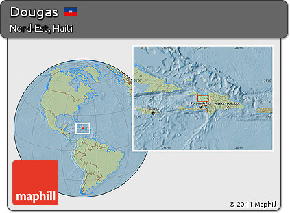 Savanna Style Location Map of Dougas, hill shading