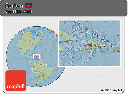 Savanna Style Location Map of Garlen, hill shading