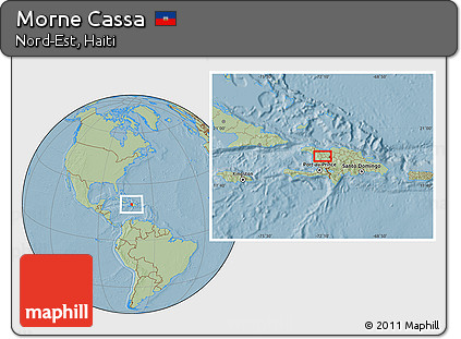 Savanna Style Location Map of Morne Cassa, hill shading