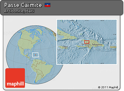 Savanna Style Location Map of Passe Caïmite, hill shading