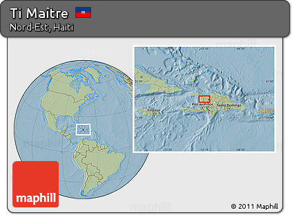 Savanna Style Location Map of Ti Maître, hill shading