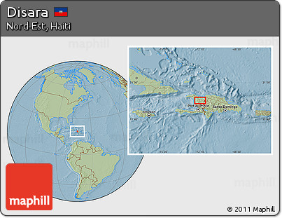 Savanna Style Location Map of Disara, hill shading