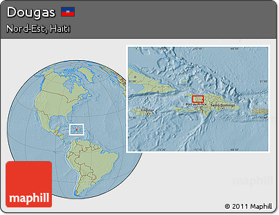 Savanna Style Location Map of Dougas, hill shading