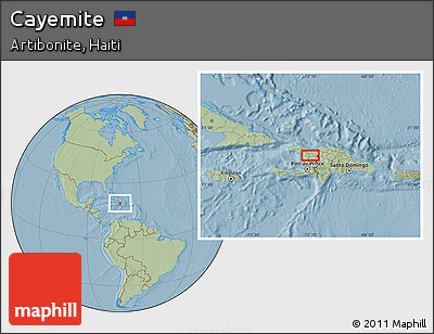 Savanna Style Location Map of Cayemite, hill shading