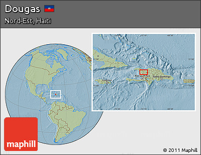 Savanna Style Location Map of Dougas, hill shading