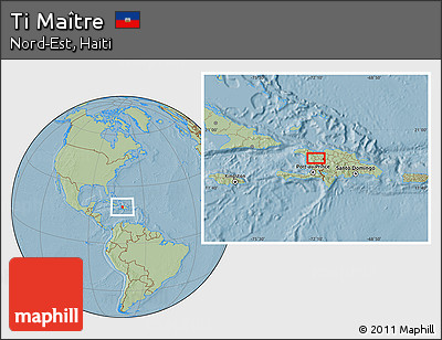 Savanna Style Location Map of Ti Maître, hill shading