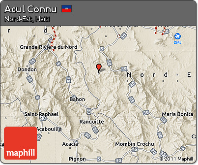 Shaded Relief Map of Acul Connu