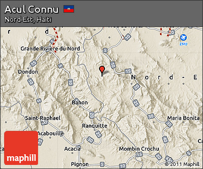 Shaded Relief Map of Acul Connu