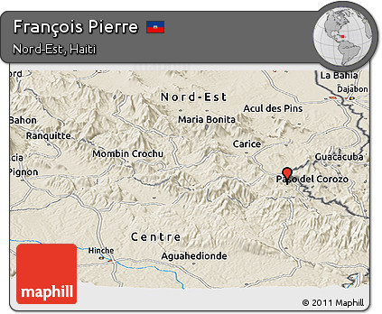 Shaded Relief Panoramic Map of François Pierre