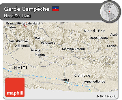 Shaded Relief Panoramic Map of Garde Campêche