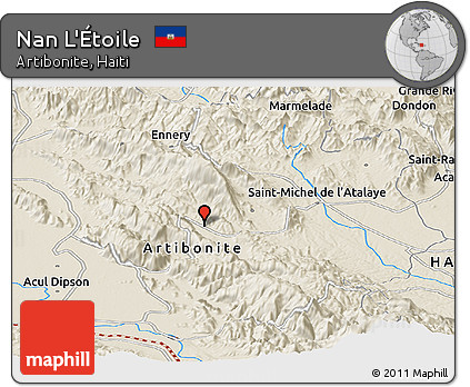 Shaded Relief Panoramic Map of Nan L'Étoile